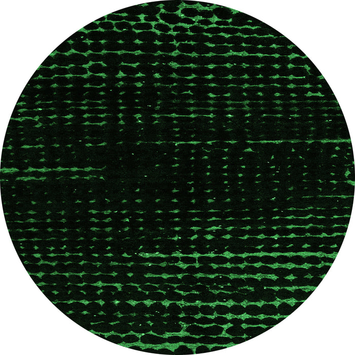 Round Abstract Green Modern Rug, abs4399grn