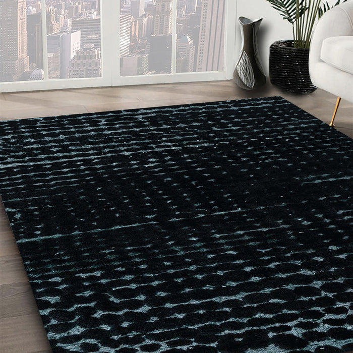 Abstract Dark Slate Gray Green Modern Rug in Family Room, abs4399
