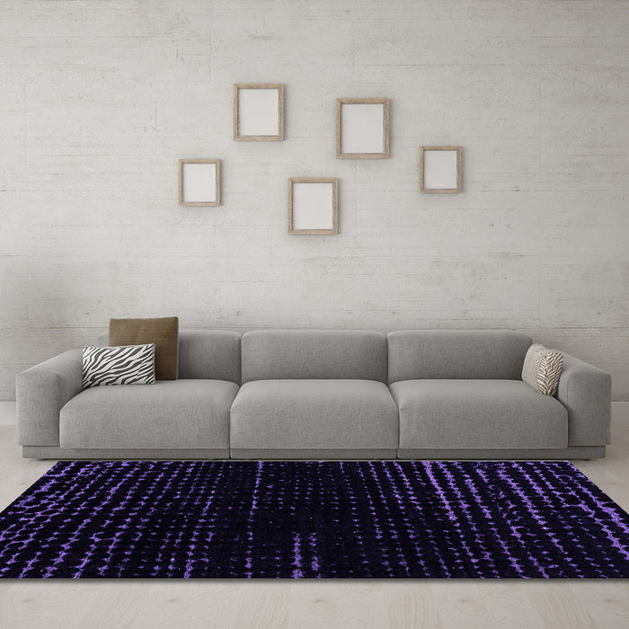Machine Washable Abstract Purple Modern Area Rugs in a Living Room, wshabs4399pur