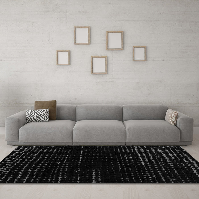 Machine Washable Abstract Gray Modern Rug in a Living Room,, wshabs4399gry