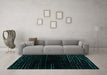 Machine Washable Abstract Turquoise Modern Area Rugs in a Living Room,, wshabs4399turq