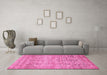 Machine Washable Oriental Pink Traditional Rug in a Living Room, wshabs439pnk