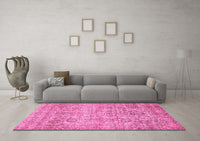 Machine Washable Oriental Pink Traditional Rug, wshabs439pnk