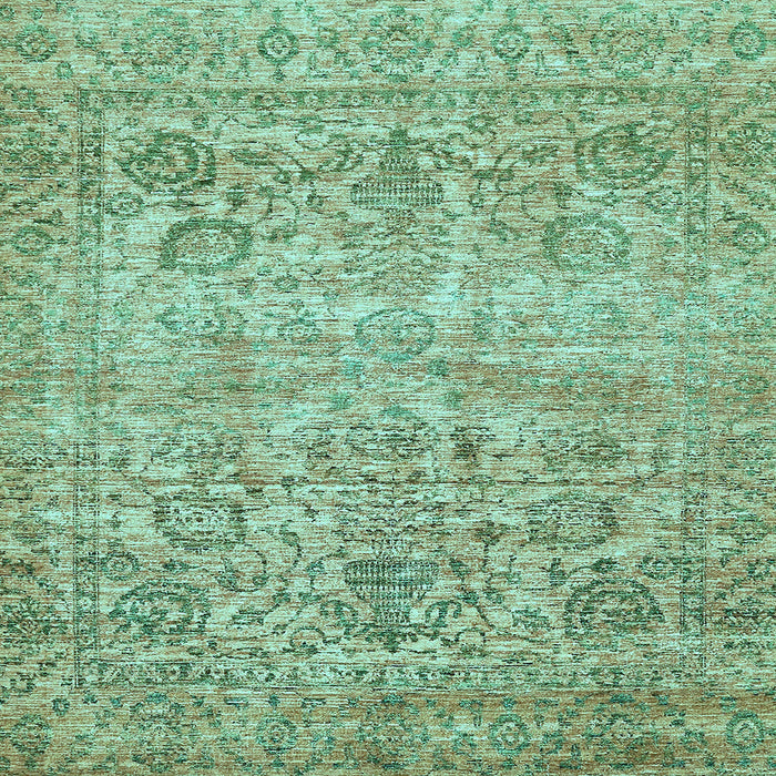 Square Machine Washable Oriental Light Blue Traditional Rug, wshabs439lblu