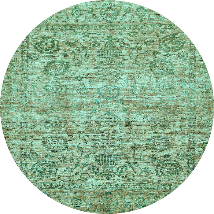 Round Oriental Light Blue Traditional Rug, abs439lblu