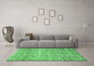 Machine Washable Oriental Emerald Green Traditional Area Rugs in a Living Room,, wshabs439emgrn