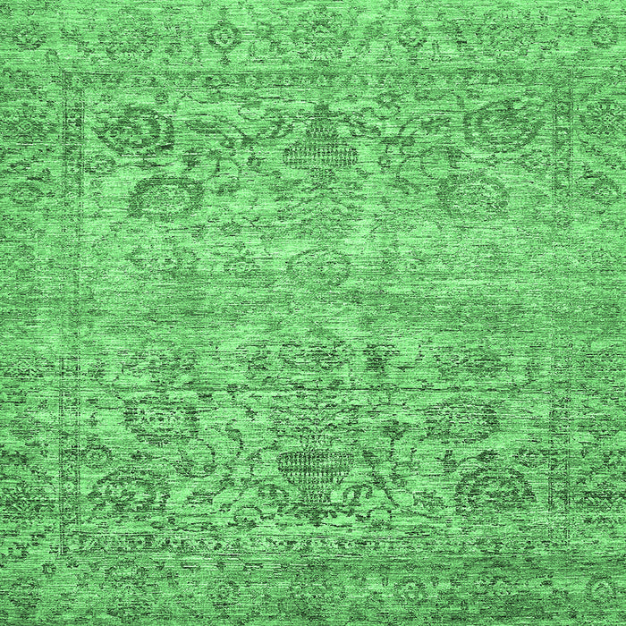 Square Machine Washable Oriental Emerald Green Traditional Area Rugs, wshabs439emgrn