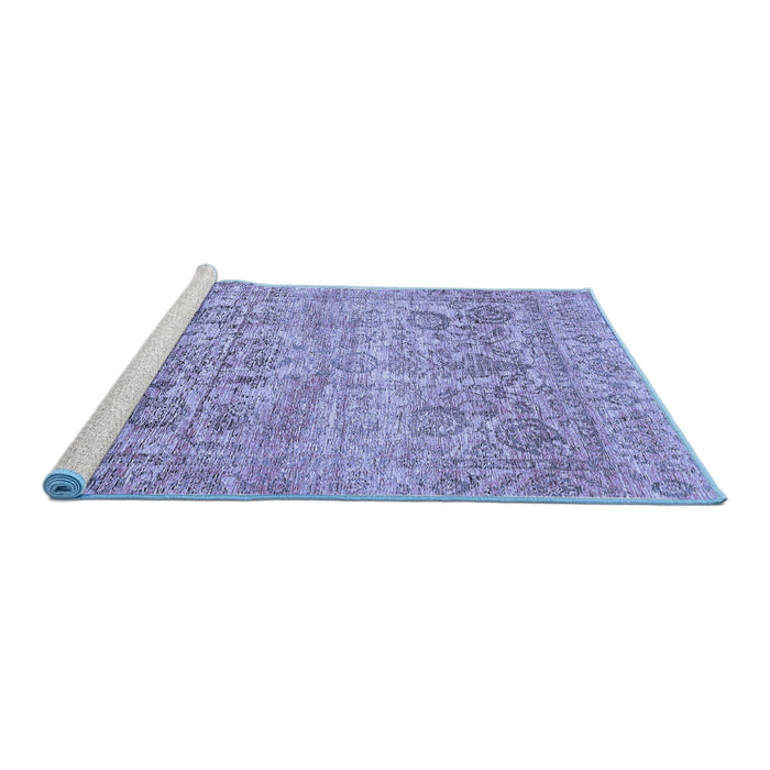 Sideview of Machine Washable Oriental Blue Traditional Rug, wshabs439blu