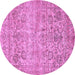 Round Oriental Purple Traditional Rug, abs439pur