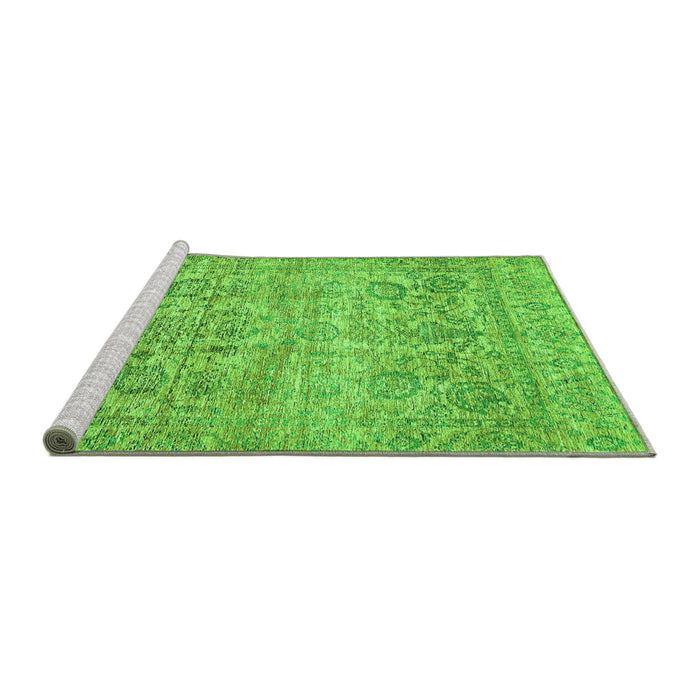 Sideview of Machine Washable Oriental Green Traditional Area Rugs, wshabs439grn