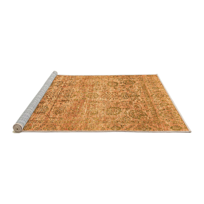 Sideview of Machine Washable Oriental Orange Traditional Area Rugs, wshabs439org