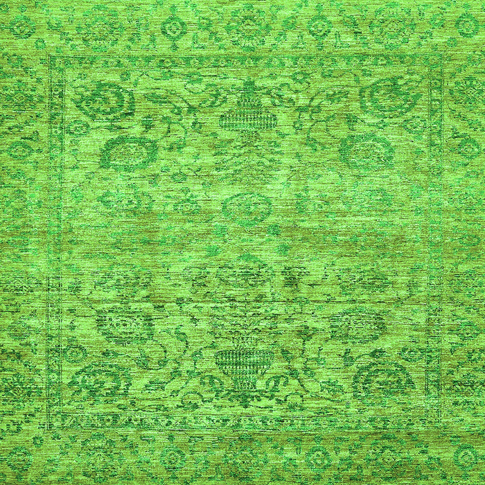 Square Machine Washable Oriental Green Traditional Area Rugs, wshabs439grn