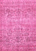 Machine Washable Oriental Pink Traditional Rug, wshabs439pnk