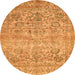 Round Machine Washable Oriental Orange Traditional Area Rugs, wshabs439org