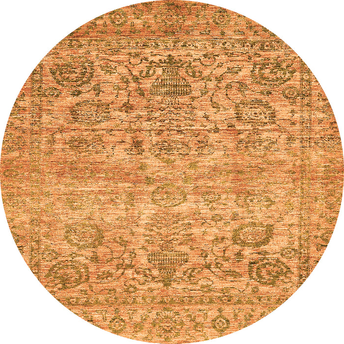 Round Oriental Orange Traditional Rug, abs439org