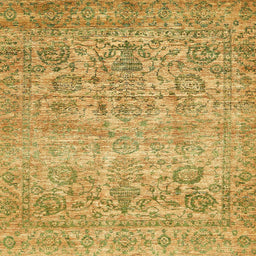 Square Abstract Golden Brown Yellow Oriental Rug, abs439