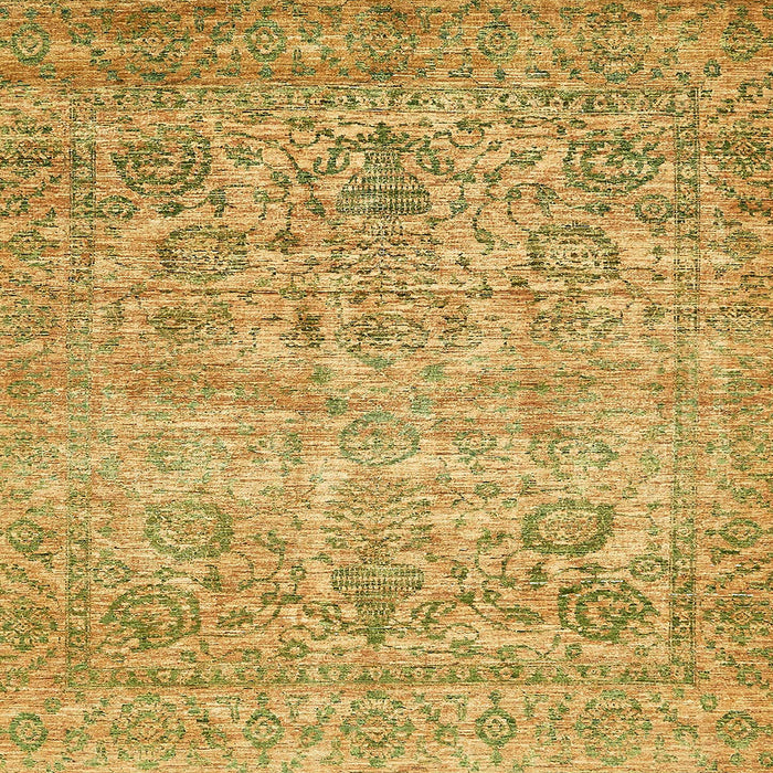 Square Abstract Golden Brown Yellow Oriental Rug, abs439