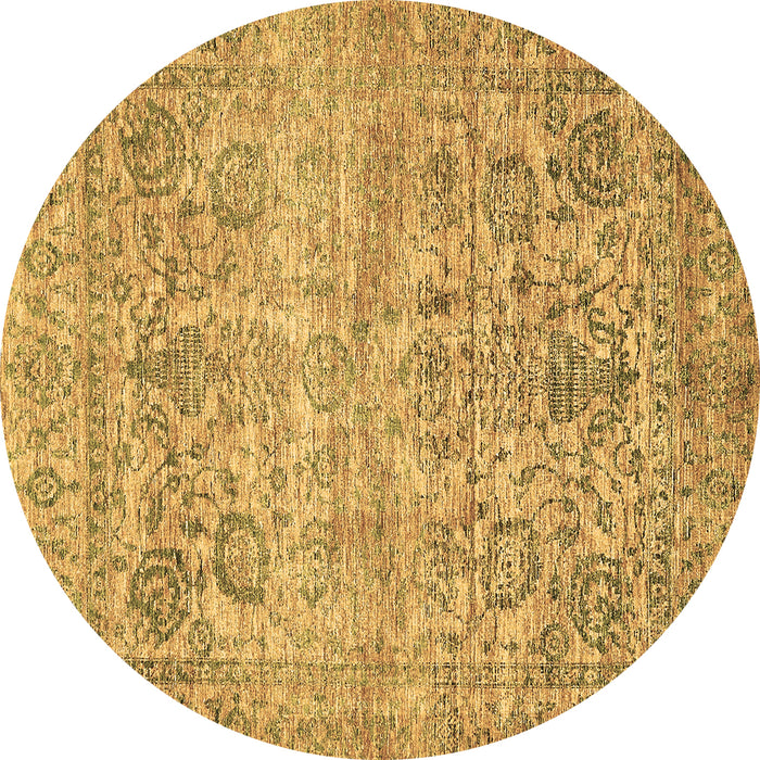 Round Machine Washable Oriental Brown Traditional Rug, wshabs439brn