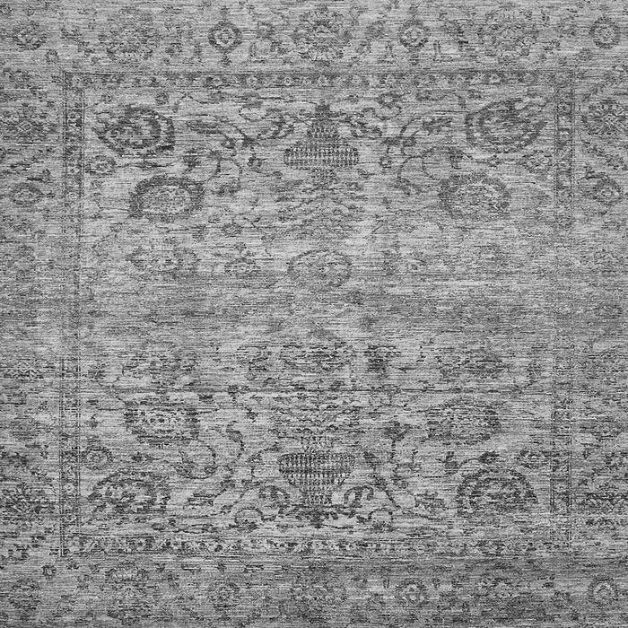 Square Machine Washable Oriental Gray Traditional Rug, wshabs439gry