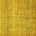 Square Oriental Yellow Traditional Rug, abs439yw