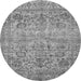 Round Machine Washable Oriental Gray Traditional Rug, wshabs439gry