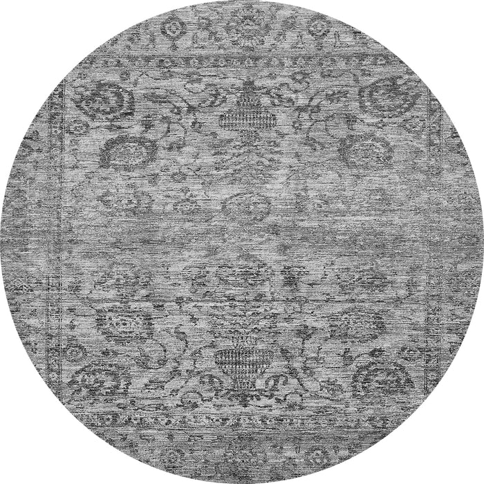 Round Oriental Gray Traditional Rug, abs439gry