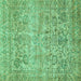 Square Oriental Turquoise Traditional Rug, abs439turq