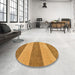 Round Machine Washable Abstract Sedona Brown Rug in a Office, wshabs43