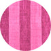 Round Machine Washable Abstract Pink Modern Rug, wshabs43pnk