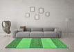 Machine Washable Abstract Emerald Green Modern Area Rugs in a Living Room,, wshabs43emgrn