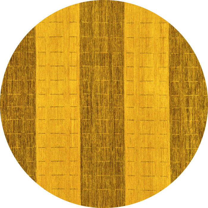Round Abstract Yellow Modern Rug, abs43yw