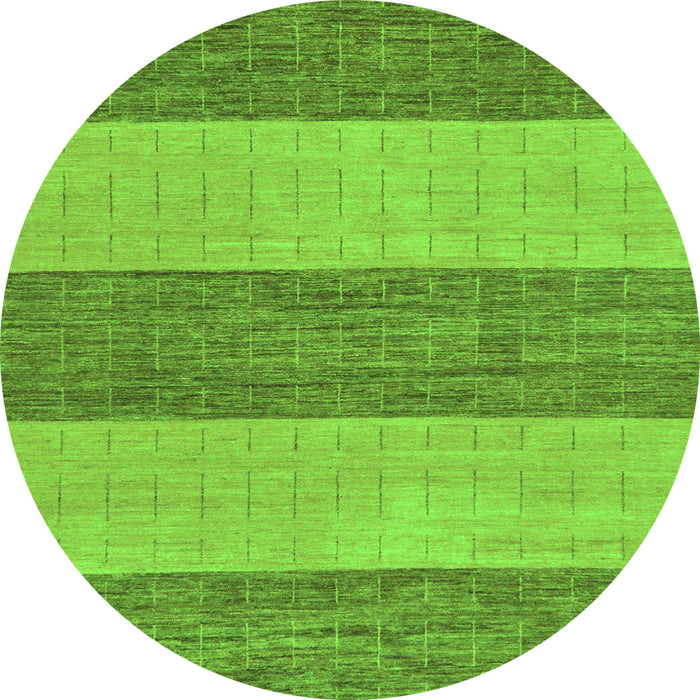 Round Machine Washable Abstract Green Modern Area Rugs, wshabs43grn