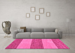 Machine Washable Abstract Pink Modern Rug in a Living Room, wshabs43pnk