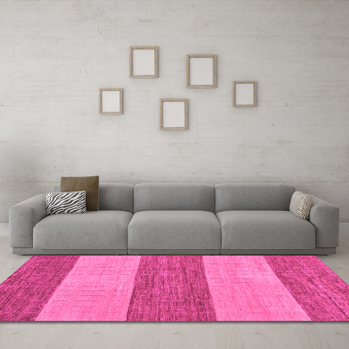 Machine Washable Abstract Pink Modern Rug in a Living Room, wshabs43pnk