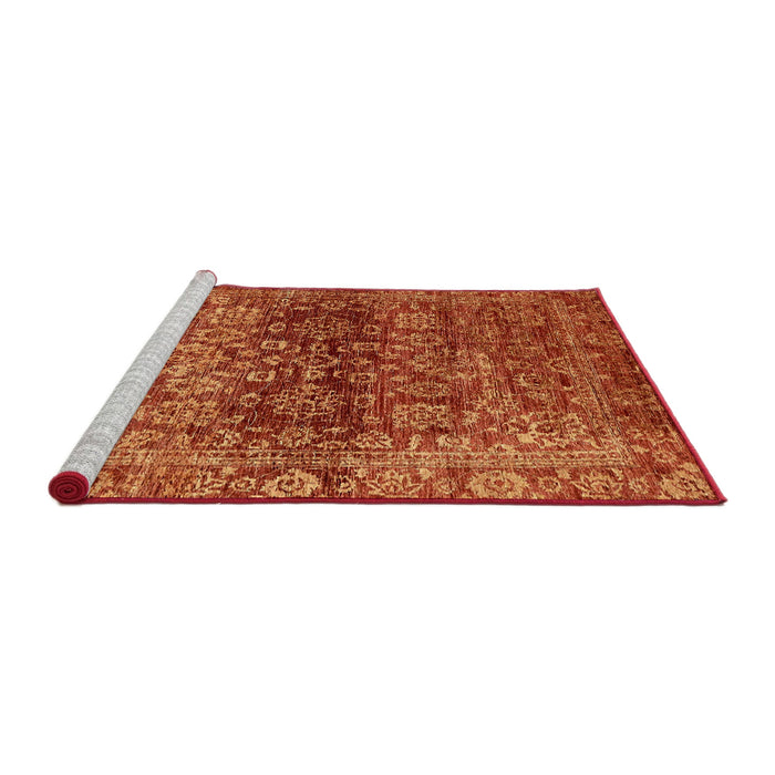 Sideview of Machine Washable Abstract Red Rug, wshabs440