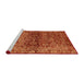 Sideview of Machine Washable Abstract Red Rug, wshabs440