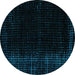 Round Machine Washable Abstract Turquoise Modern Area Rugs, wshabs4400turq