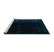 Sideview of Machine Washable Abstract Turquoise Modern Area Rugs, wshabs4400turq