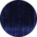 Round Machine Washable Abstract Blue Modern Rug, wshabs4400blu