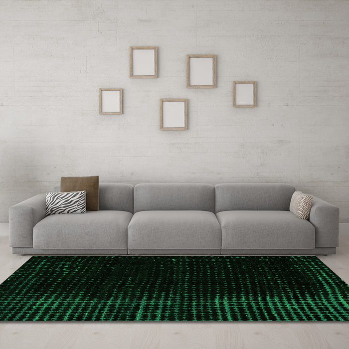 Machine Washable Abstract Green Modern Area Rugs in a Living Room,, wshabs4400grn