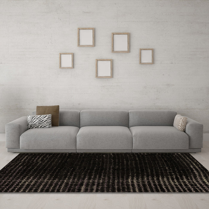 Machine Washable Abstract Brown Modern Rug in a Living Room,, wshabs4400brn