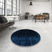 Round Abstract Black Modern Rug in a Office, abs4400