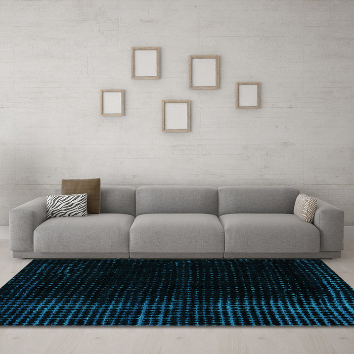 Machine Washable Abstract Turquoise Modern Area Rugs in a Living Room,, wshabs4400turq
