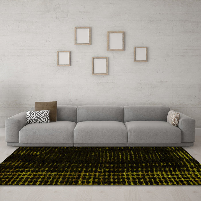 Machine Washable Abstract Yellow Modern Rug in a Living Room, wshabs4400yw