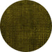 Round Abstract Yellow Modern Rug, abs4401yw