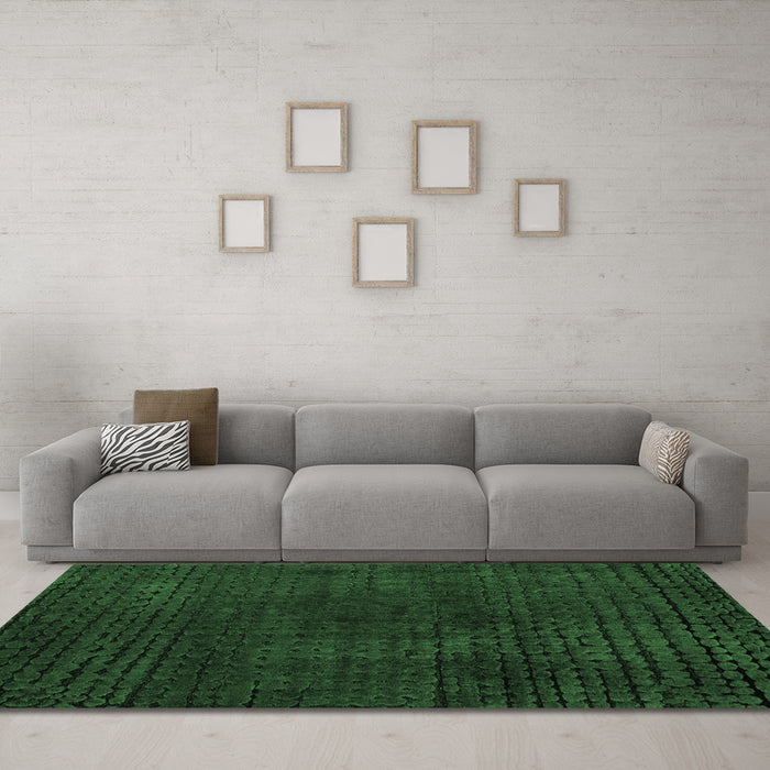 Machine Washable Abstract Emerald Green Modern Area Rugs in a Living Room,, wshabs4401emgrn