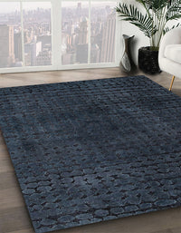 Abstract Dark Slate Gray Green Modern Rug, abs4401