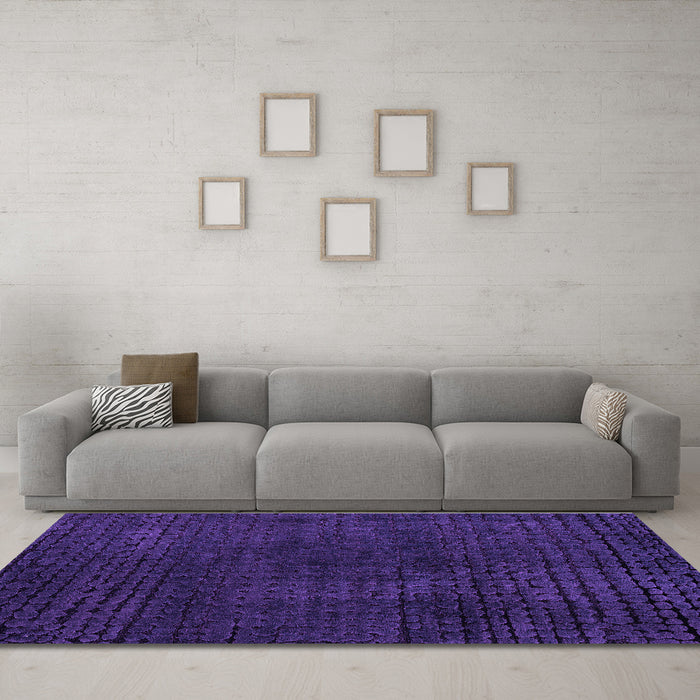 Machine Washable Abstract Purple Modern Area Rugs in a Living Room, wshabs4401pur