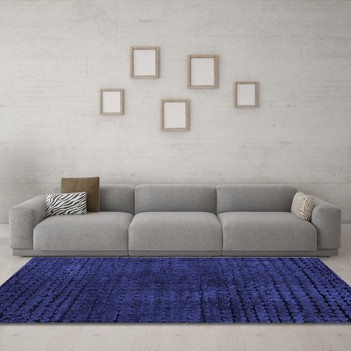 Machine Washable Abstract Blue Modern Rug in a Living Room, wshabs4401blu