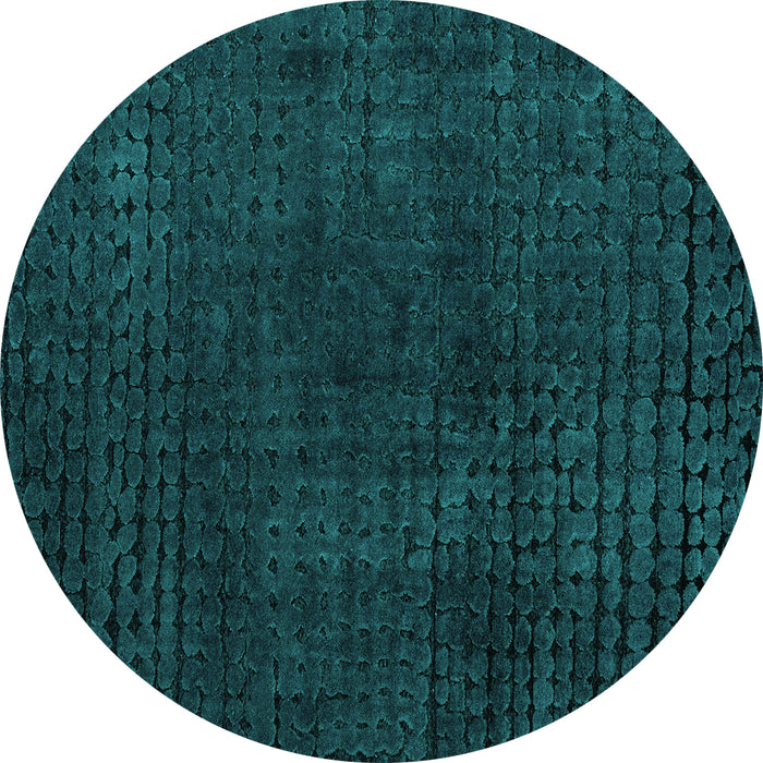 Round Abstract Turquoise Modern Rug, abs4401turq